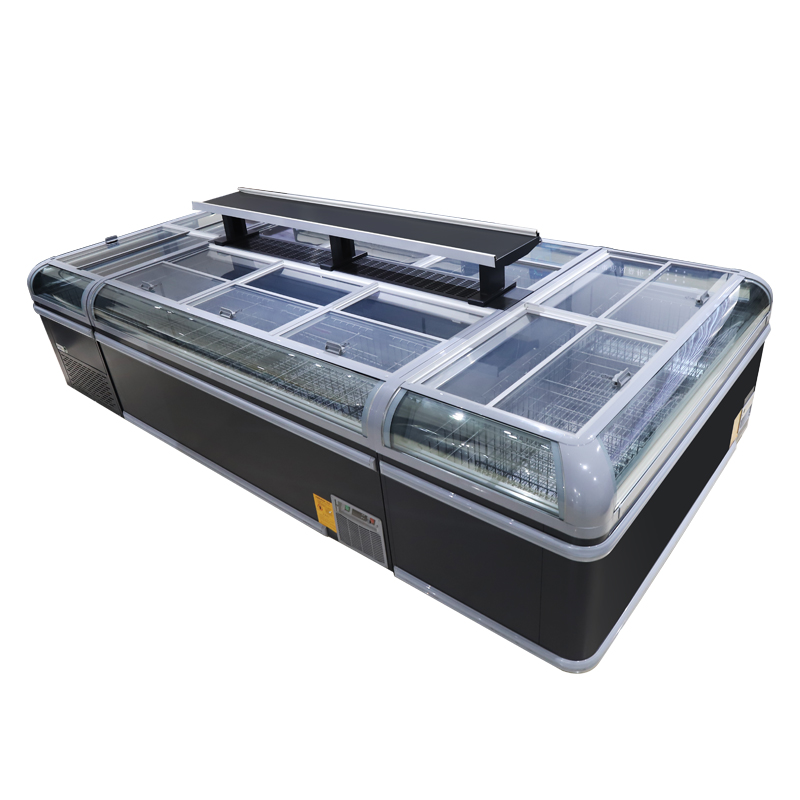 Commercial visible window island display refrigerator